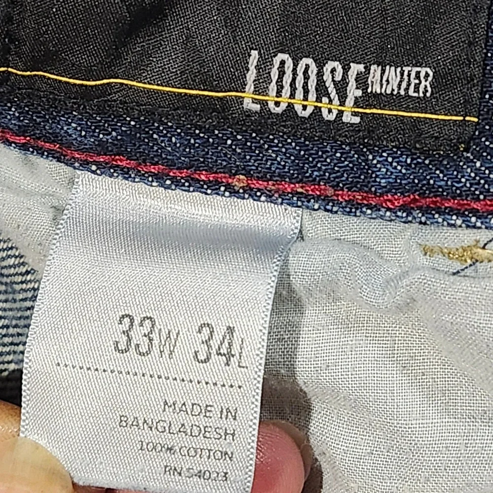 Old Navy Y2K Mens Loose Painter Jeans Blue 100% Cotton Utility Carpenter 33x34